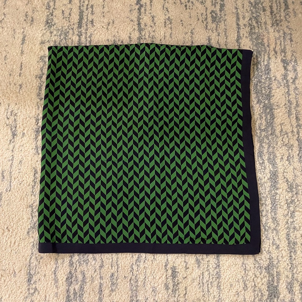 Tory Burch Green/Navy Silk Scarf NWT
